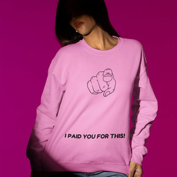 Young American woman in Kooky's funny crewneck sweatshirt