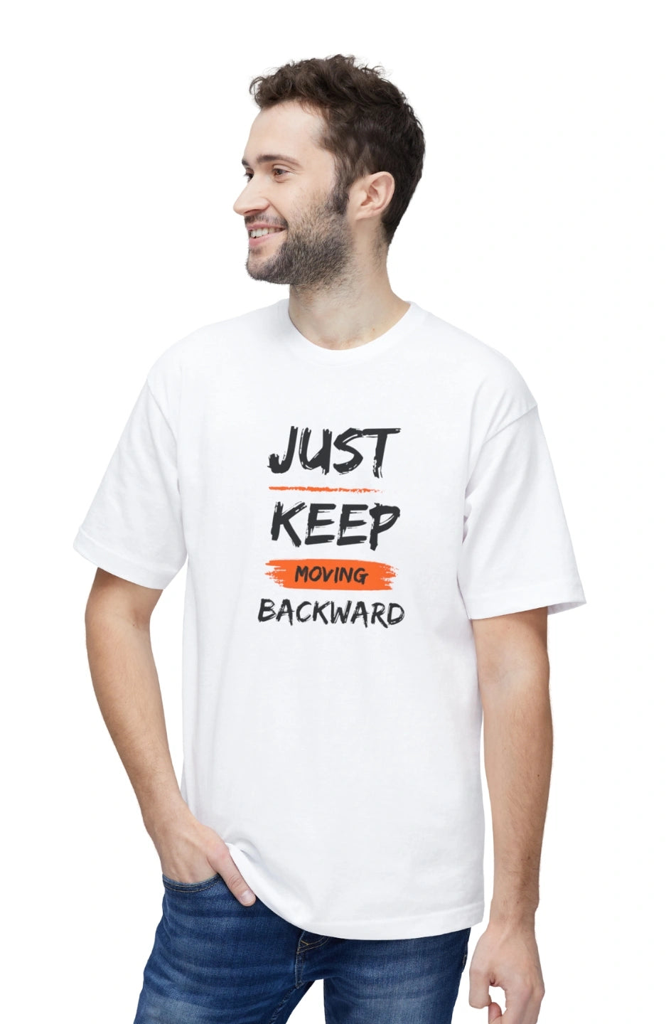 Men's Midweight T-shirt "Just Keep Moving Backward"