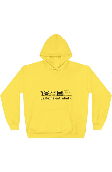 Men's Midweight Fleece Hoodie "Lesbians eat what?"