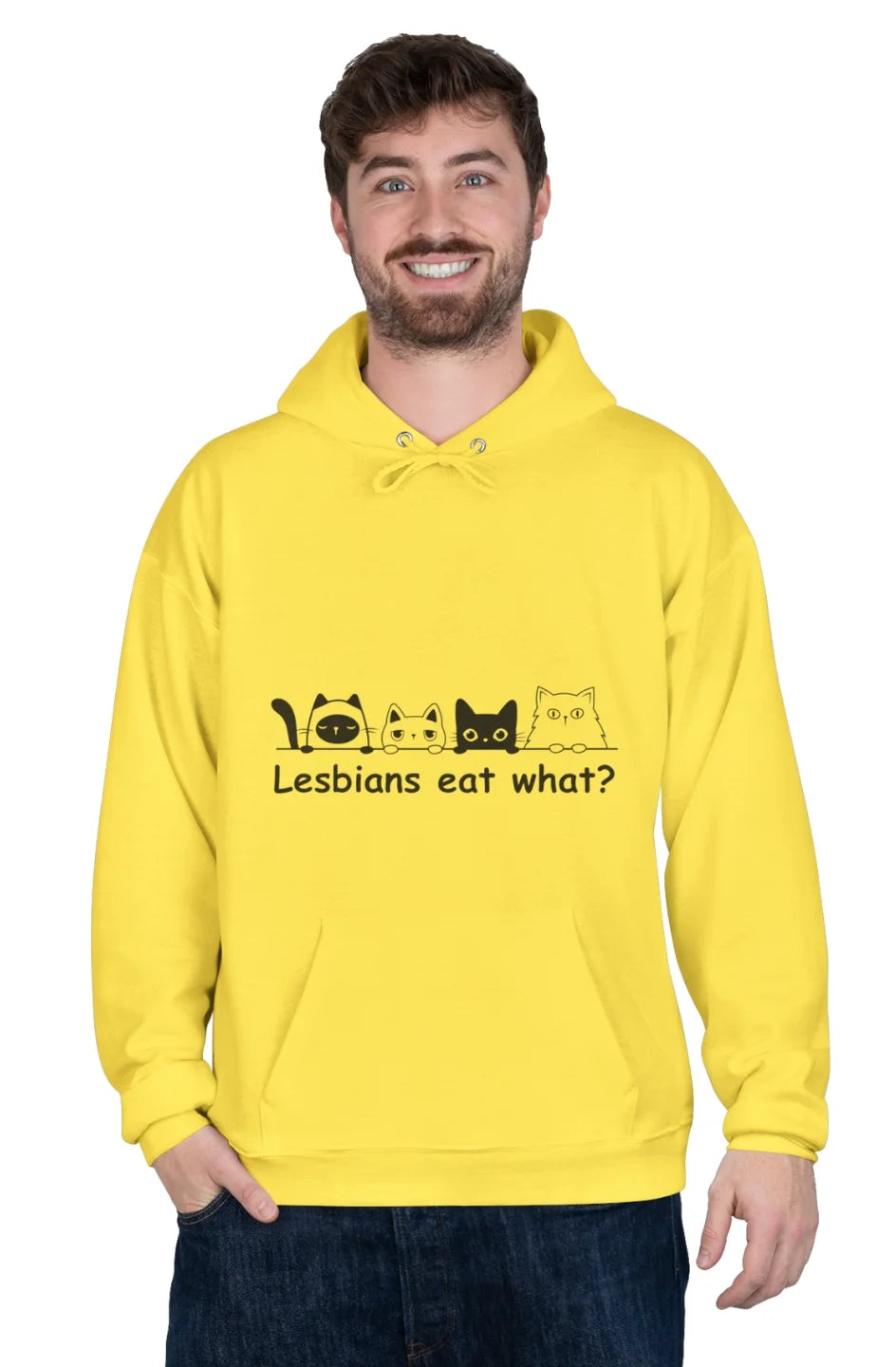 Men's Midweight Fleece Hoodie "Lesbians eat what?"