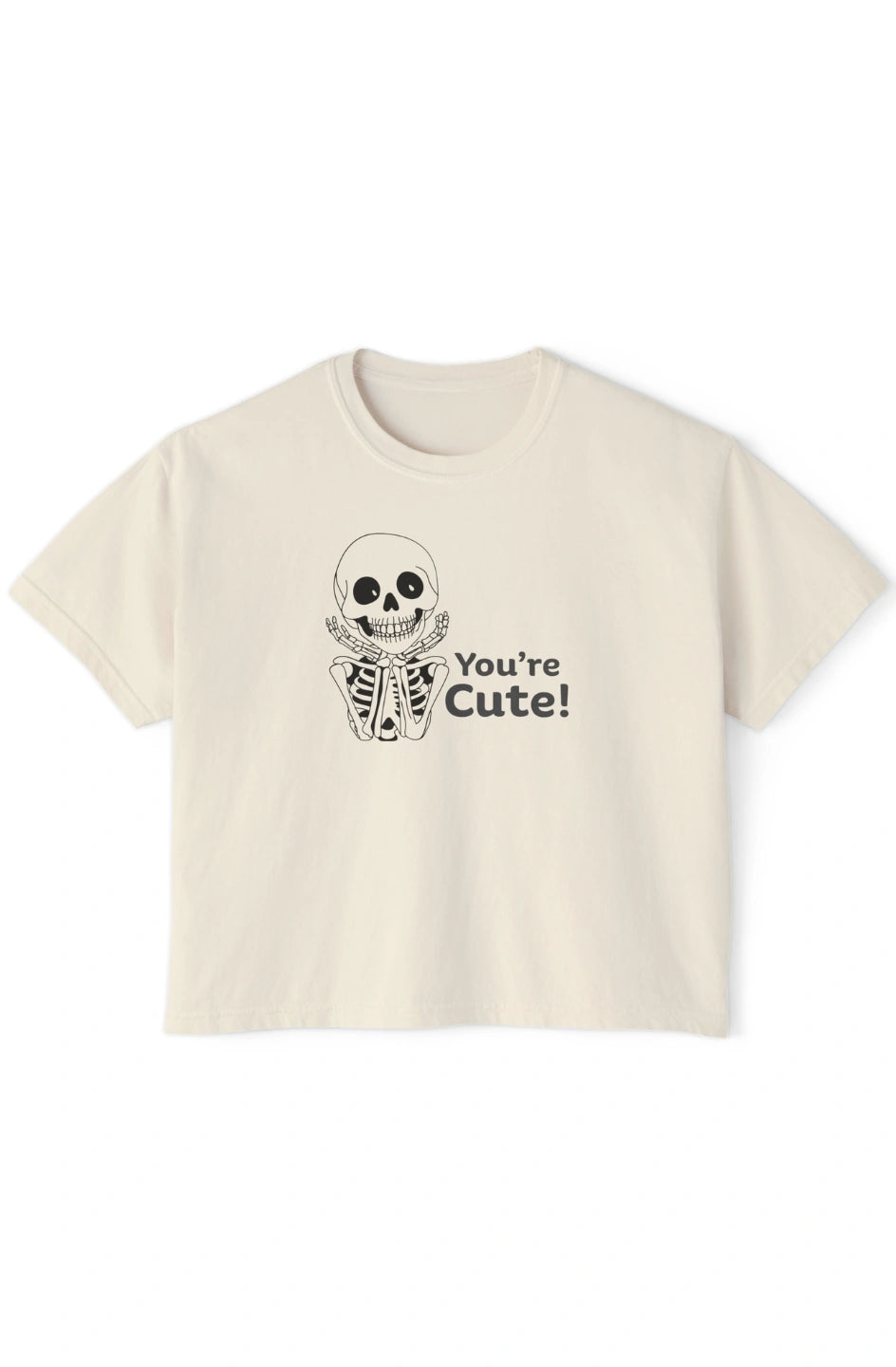 Women's Heavyweight Crop Boxy Tee "You're Cute"
