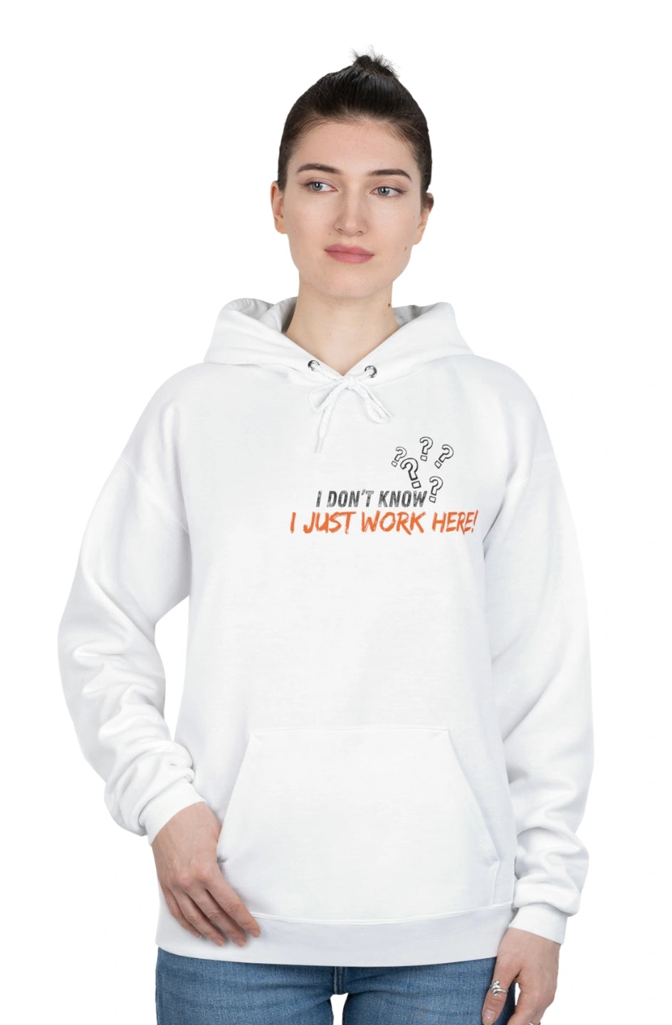 Women's Midweight Hoodie "I Don't Know, I Just Work Here"
