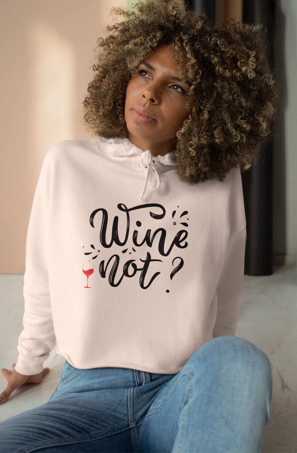 Women's Midweight Crop hoodie "Wine Not?"