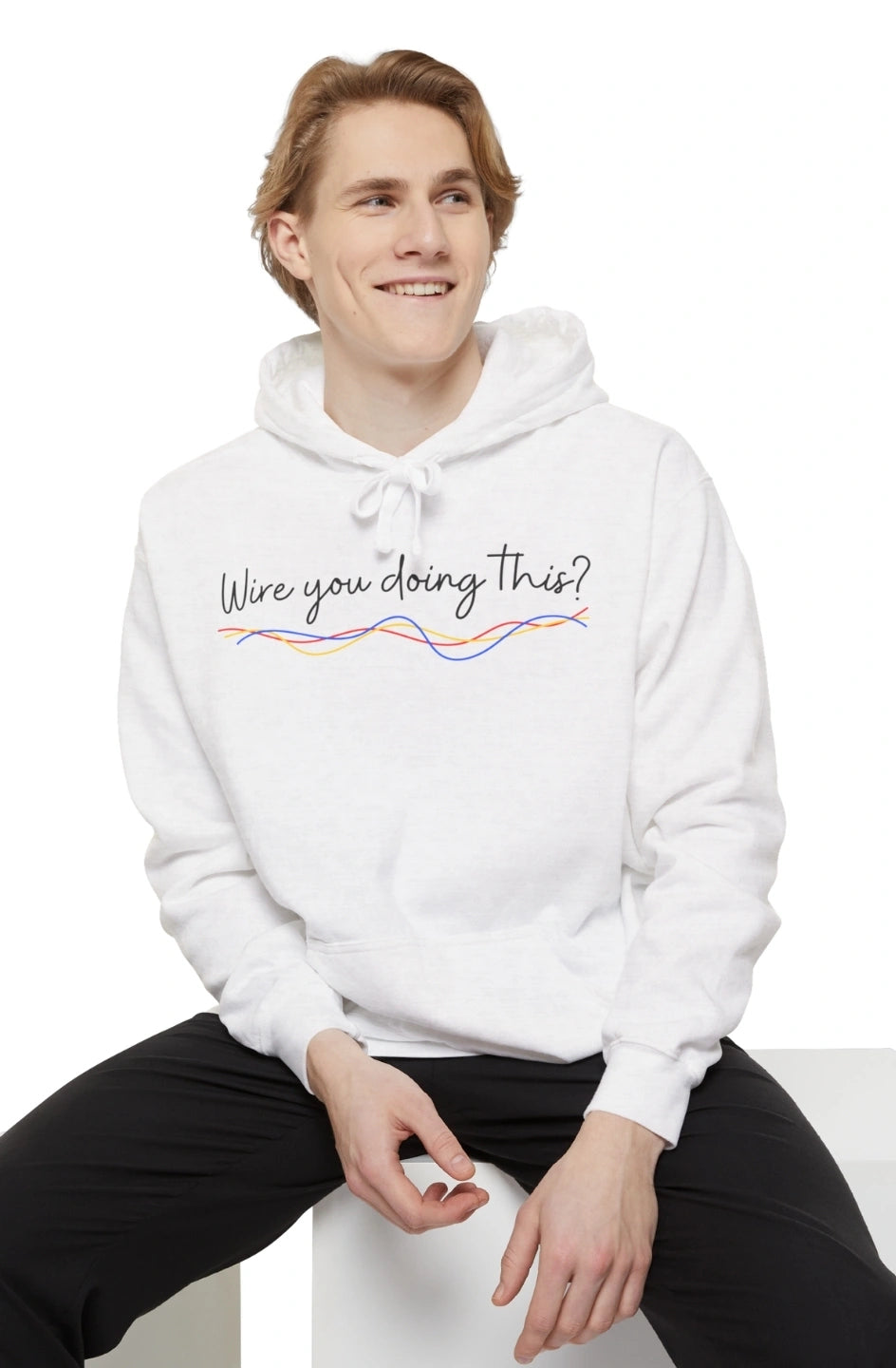 Men's Heavyweight Hoodie "Wire You Doing This?"