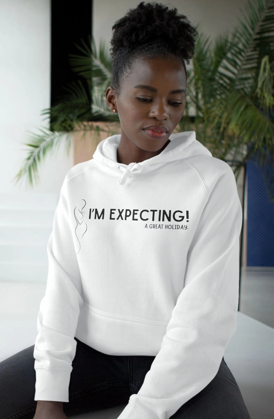 Women's Medium Heavy Hoodie "I'm Expecting! A Great Holiday!"