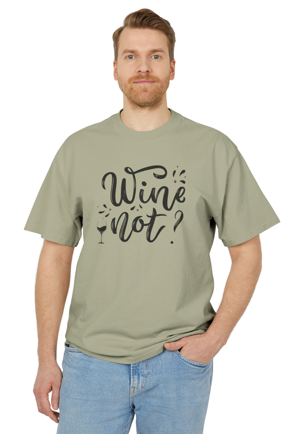 Men's Boxy Heavy Faded T-Shirt "Wine Not?"