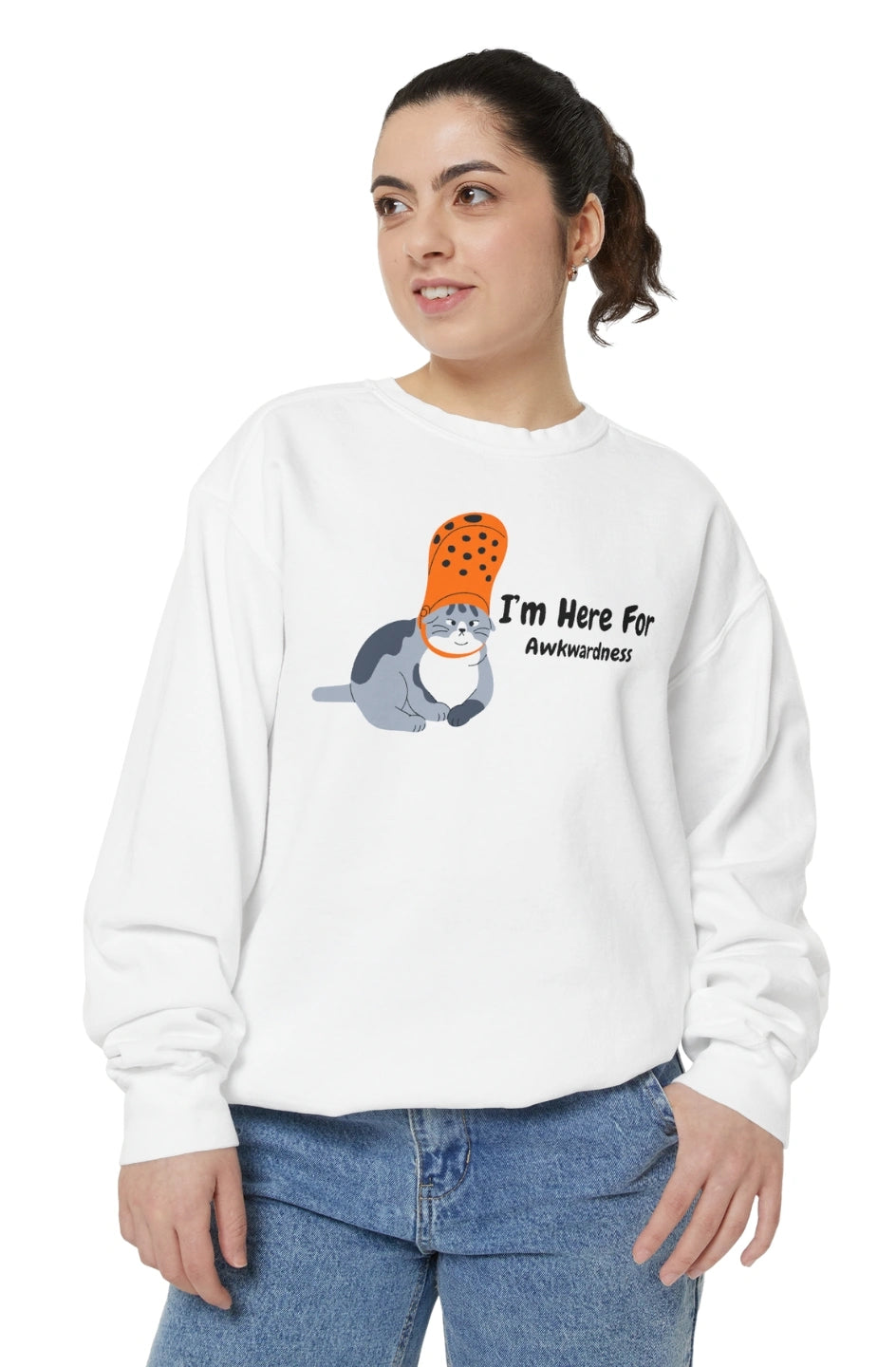 Women's Medium Heavy Sweatshirt "I'm Here For Awkwardness"