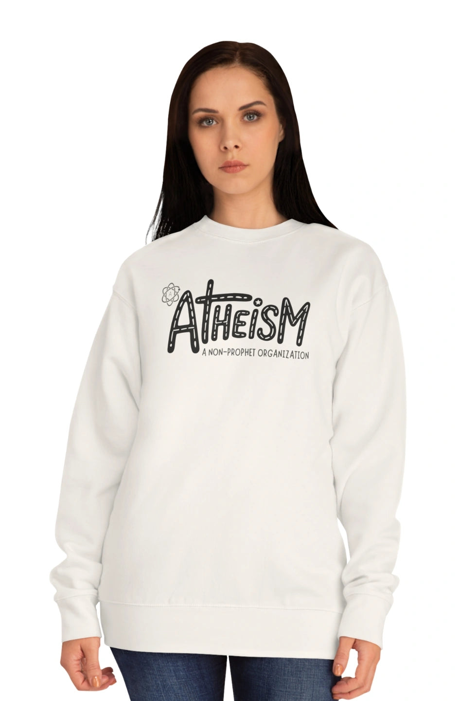 Women's Medium Heavy Sweatshirt "Atheism: A Non-Prophet Organization"