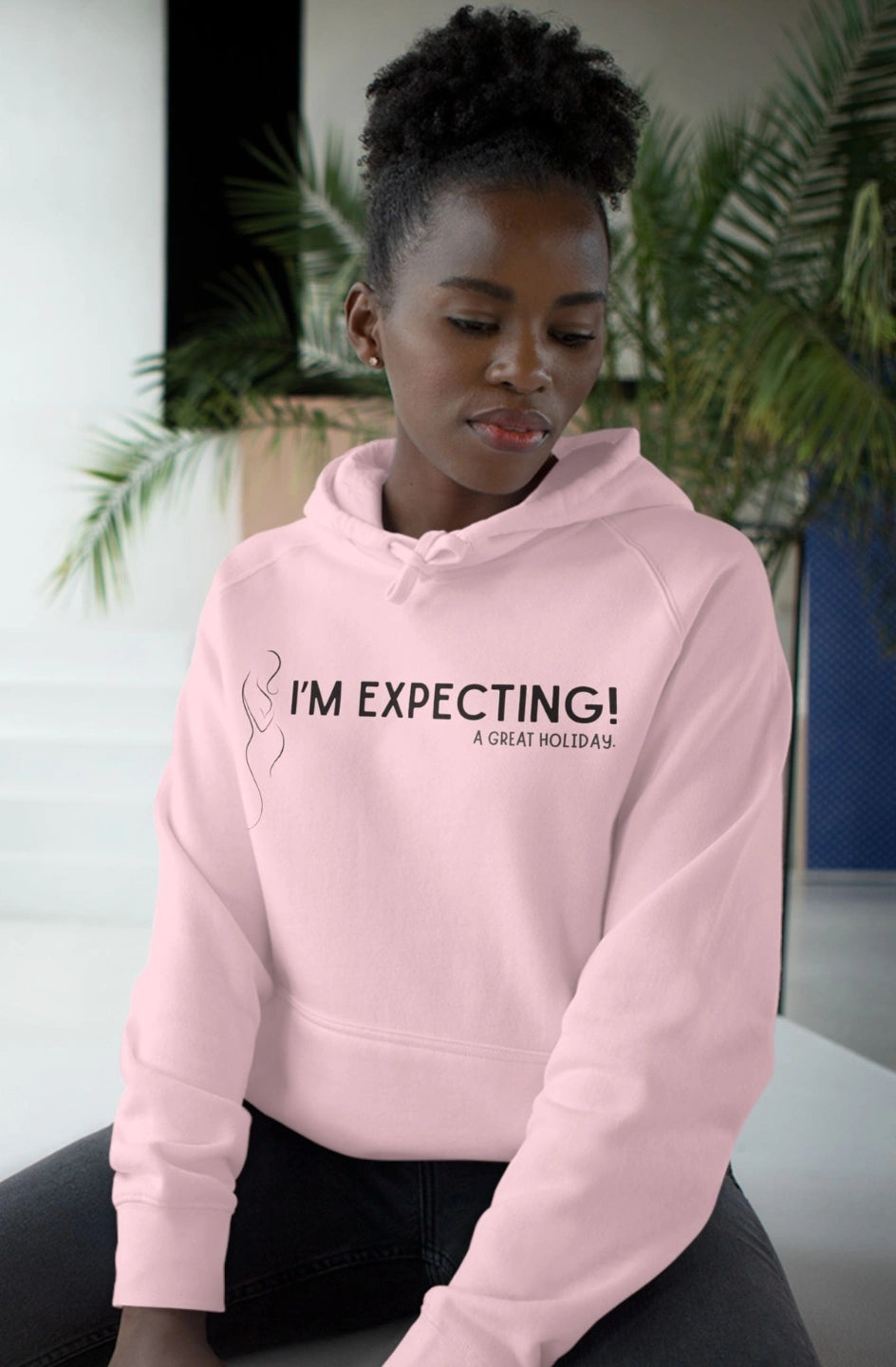 Women's Medium Heavy Hoodie "I'm Expecting! A Great Holiday!"