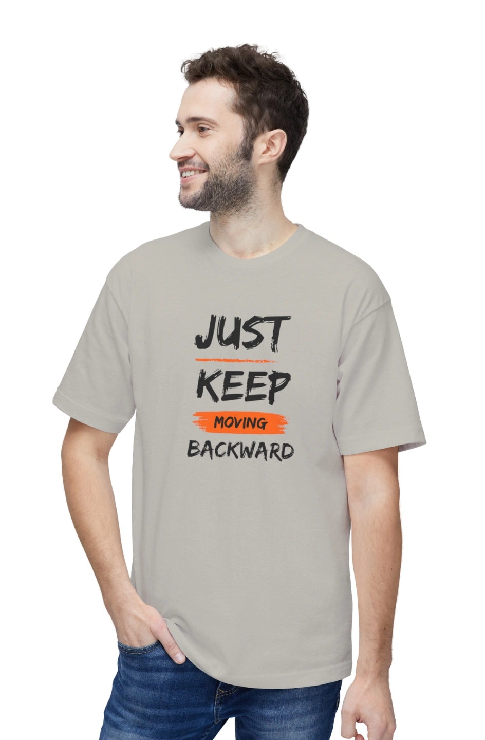 Men's Midweight T-shirt "Just Keep Moving Backward"