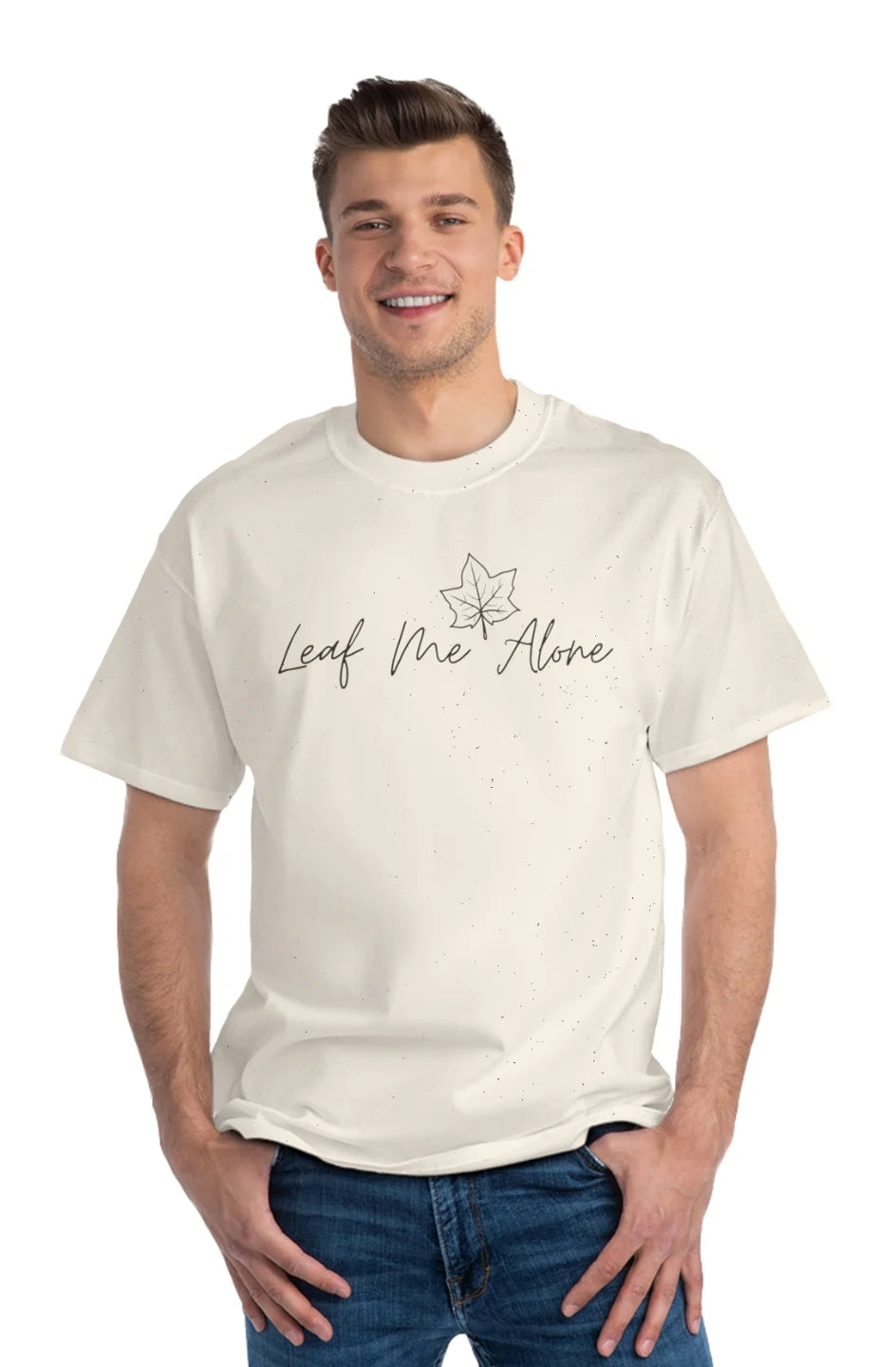 Men's Midweight Beefy T-Shirt "Leaf Me Alone"