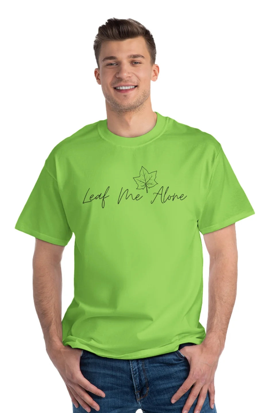 Men's Midweight Beefy T-Shirt "Leaf Me Alone"