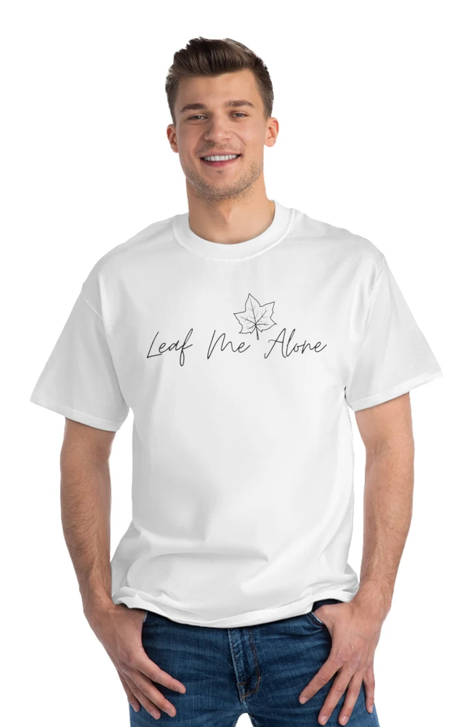 Men's Midweight Beefy T-Shirt "Leaf Me Alone"