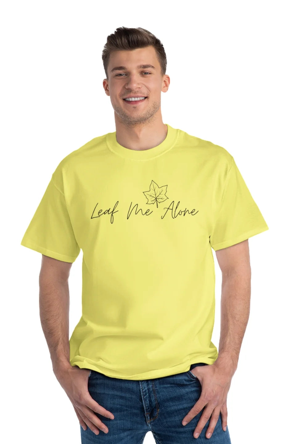 Men's Midweight Beefy T-Shirt "Leaf Me Alone"