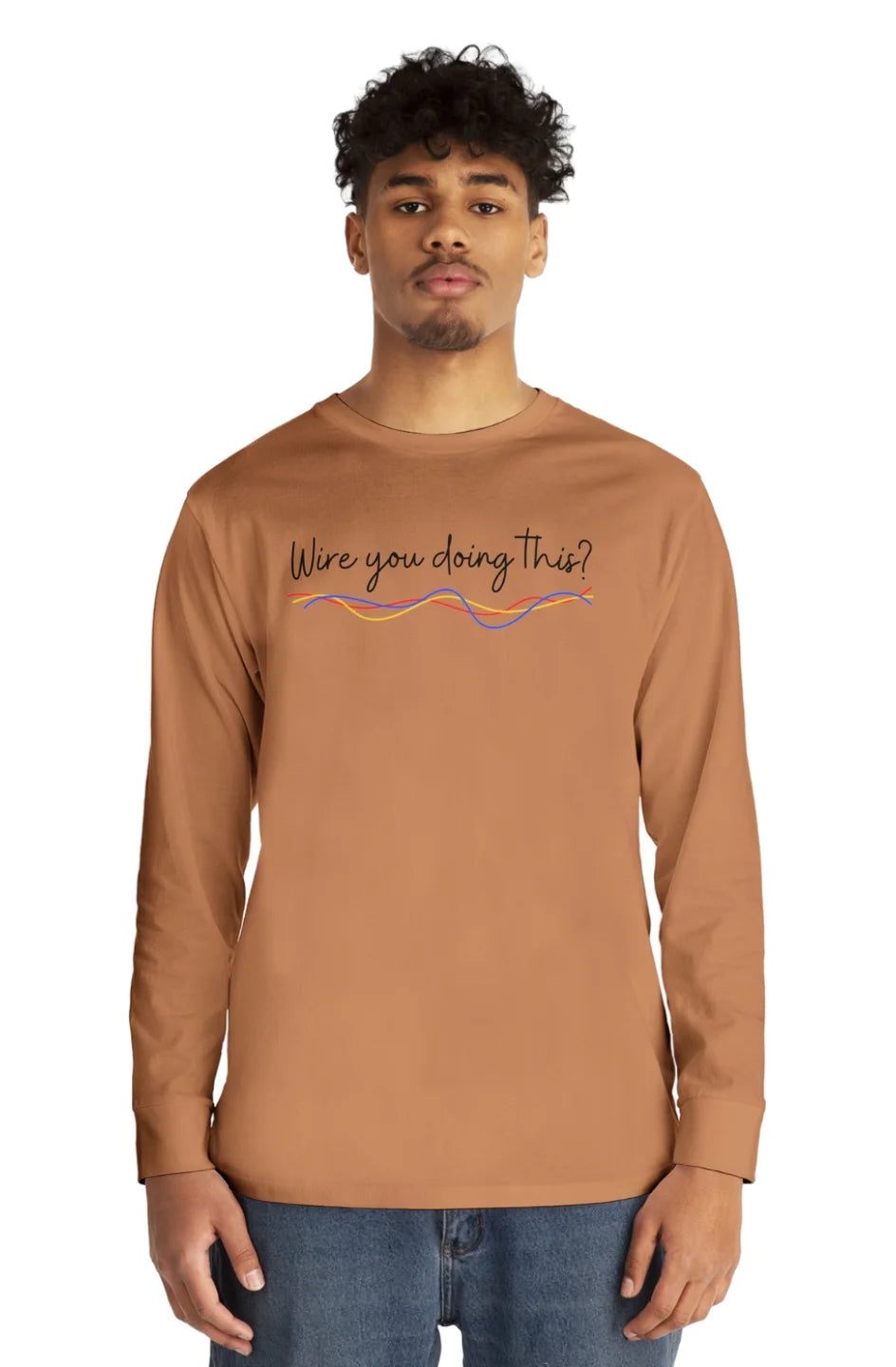 Men's Lightweight Long Sleeve Tee "Wire You Doing This?"