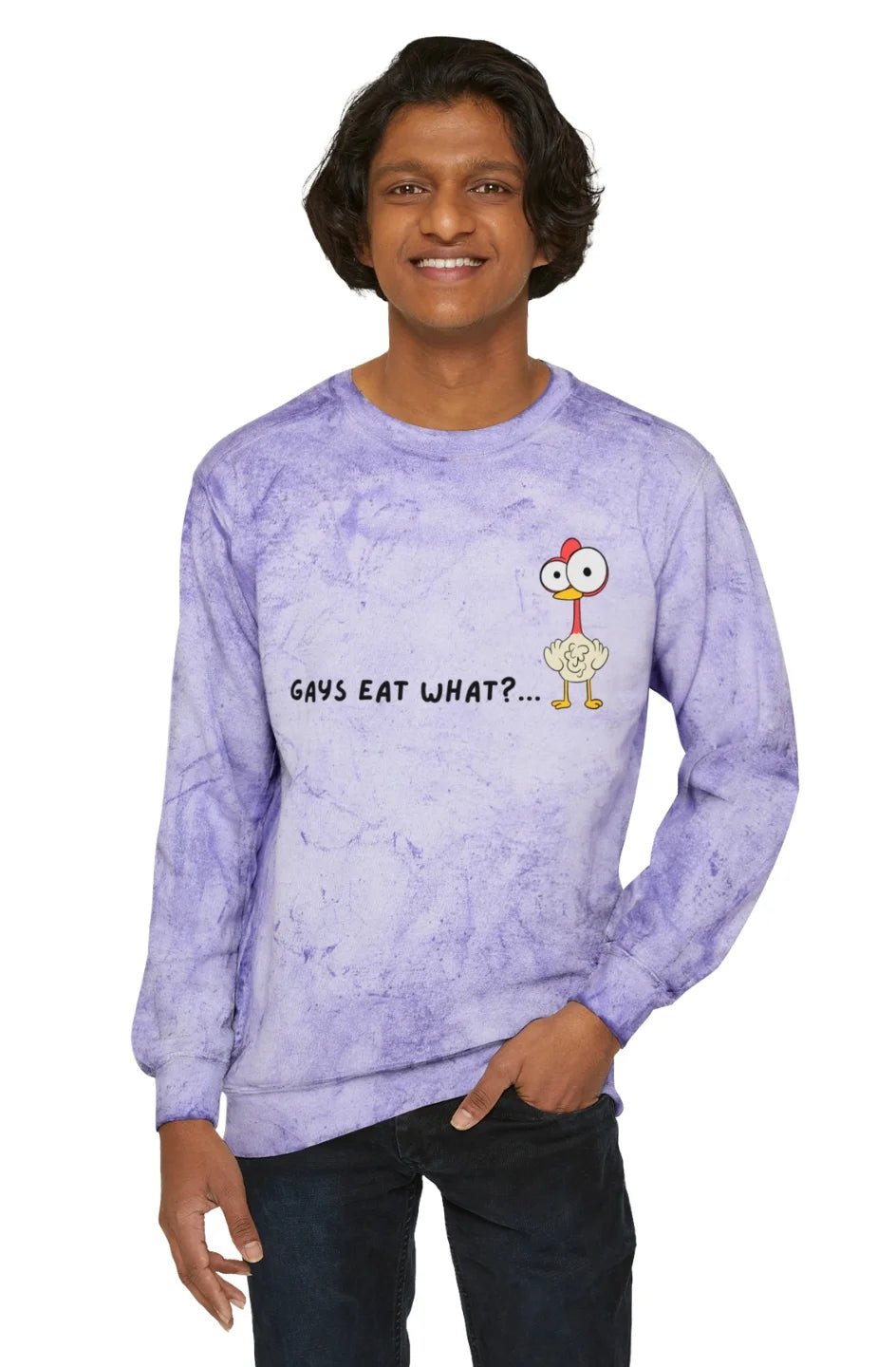 Men's Midweight Color Blast Sweatshirt "Gays Eat What?"