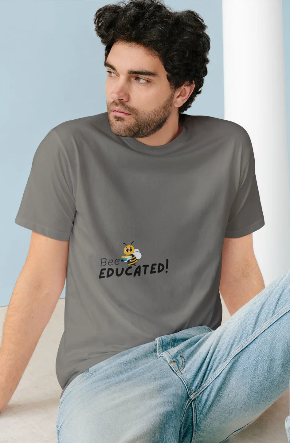 Men's Medium-Lightweight Cotton T-Shirt "Bee Educated"