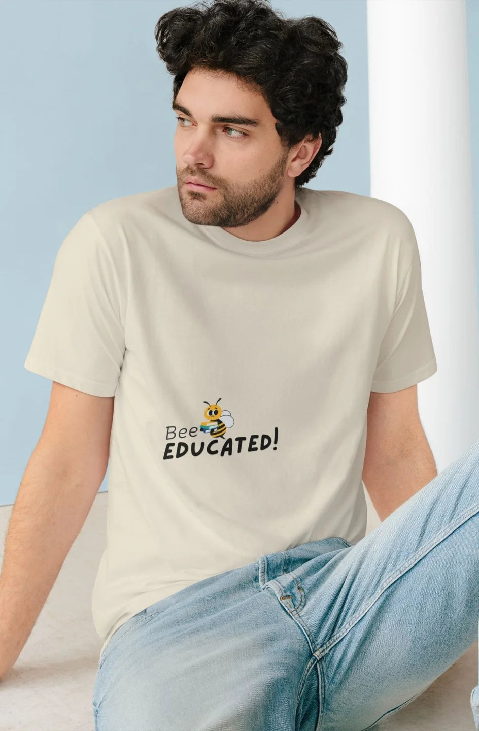 Men's Medium-Lightweight Cotton T-Shirt "Bee Educated"