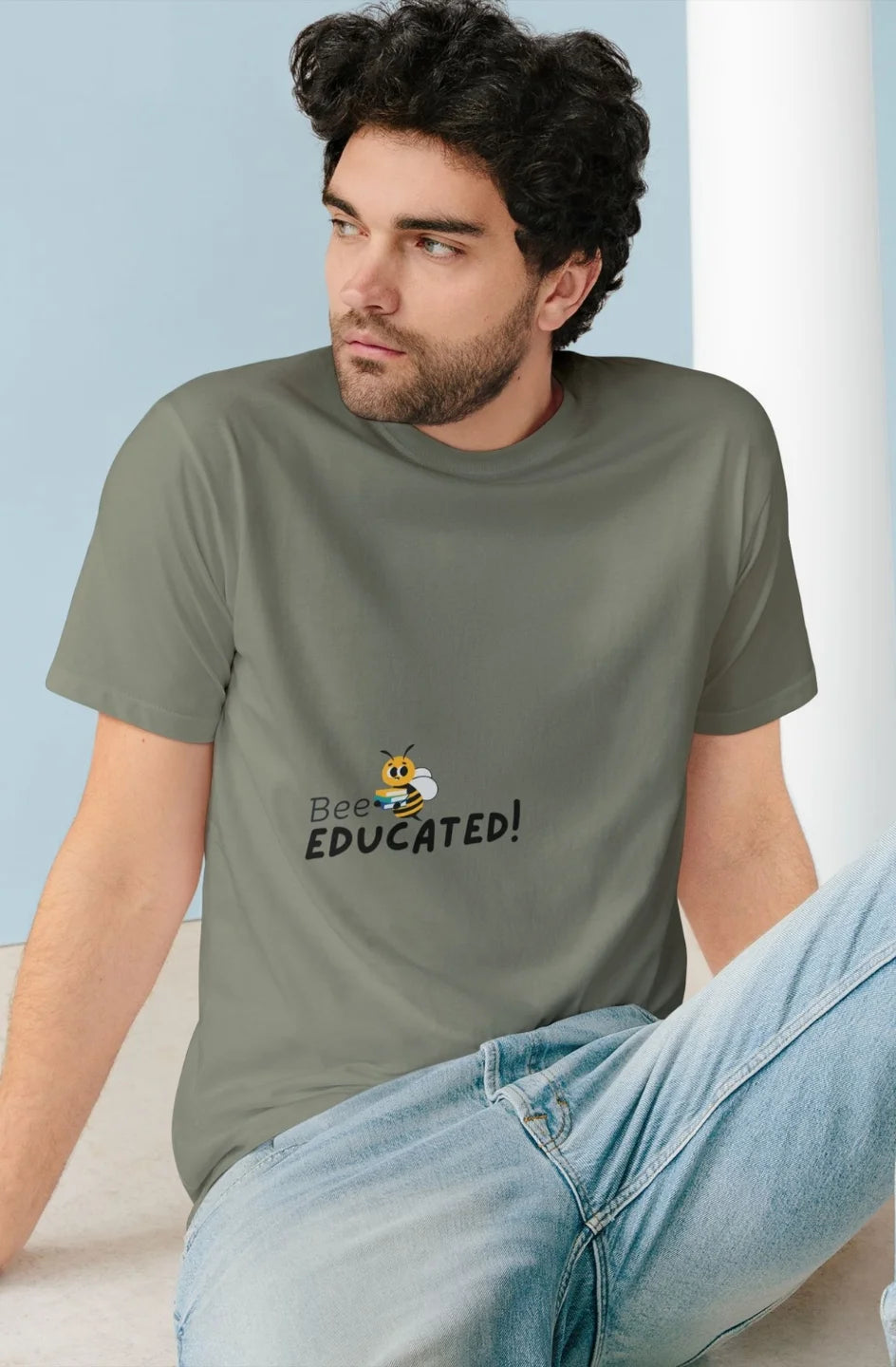 Men's Medium-Lightweight Cotton T-Shirt "Bee Educated"
