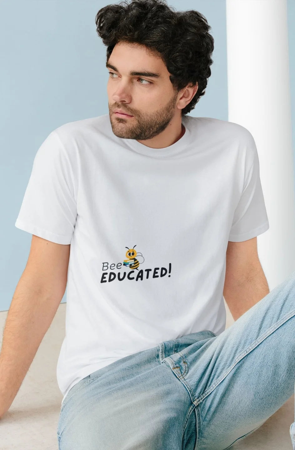 Men's Medium-Lightweight Cotton T-Shirt "Bee Educated"