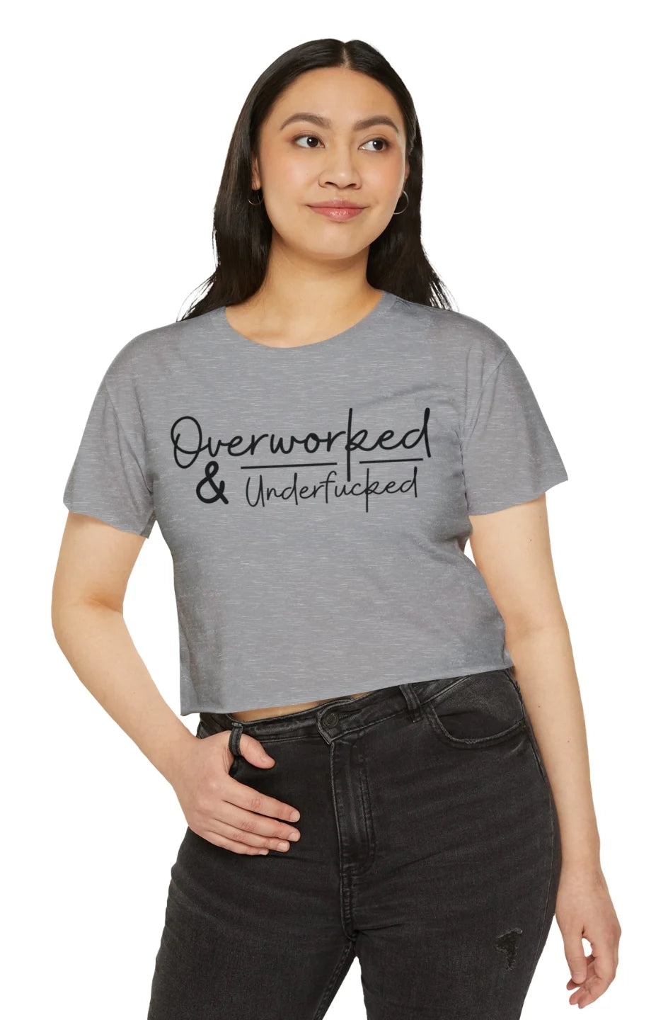 Women's Extra Lightweight Crop Top "Overworked & Underfu*ked"