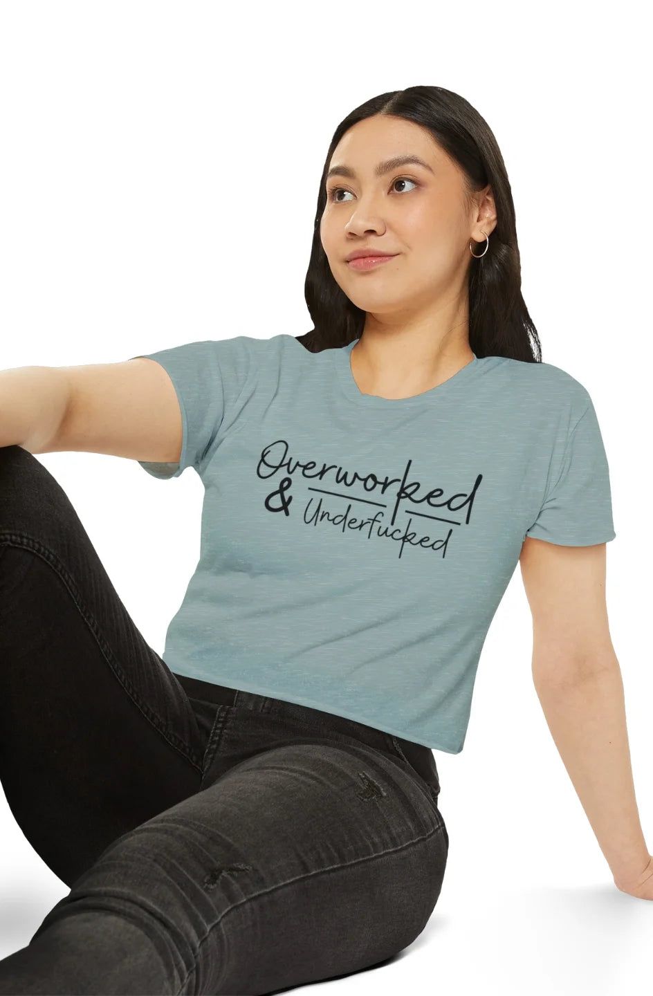 Women's Extra Lightweight Crop Top "Overworked & Underfu*ked"