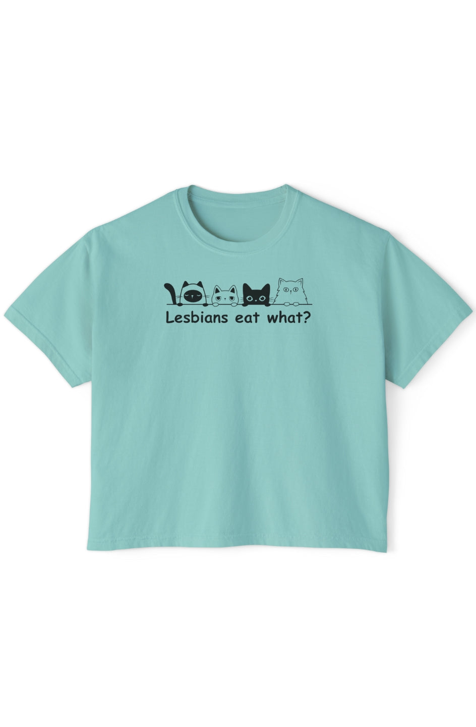 Women's Medium Heavy Boxy Tee "Lesbians Eat What?"