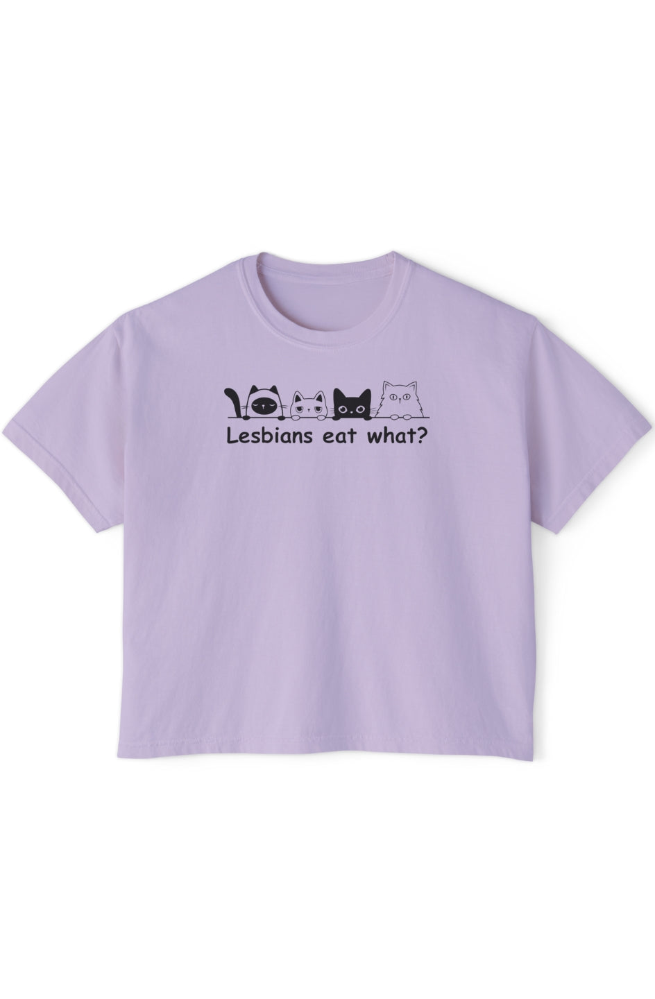 Women's Medium Heavy Boxy Tee "Lesbians Eat What?"