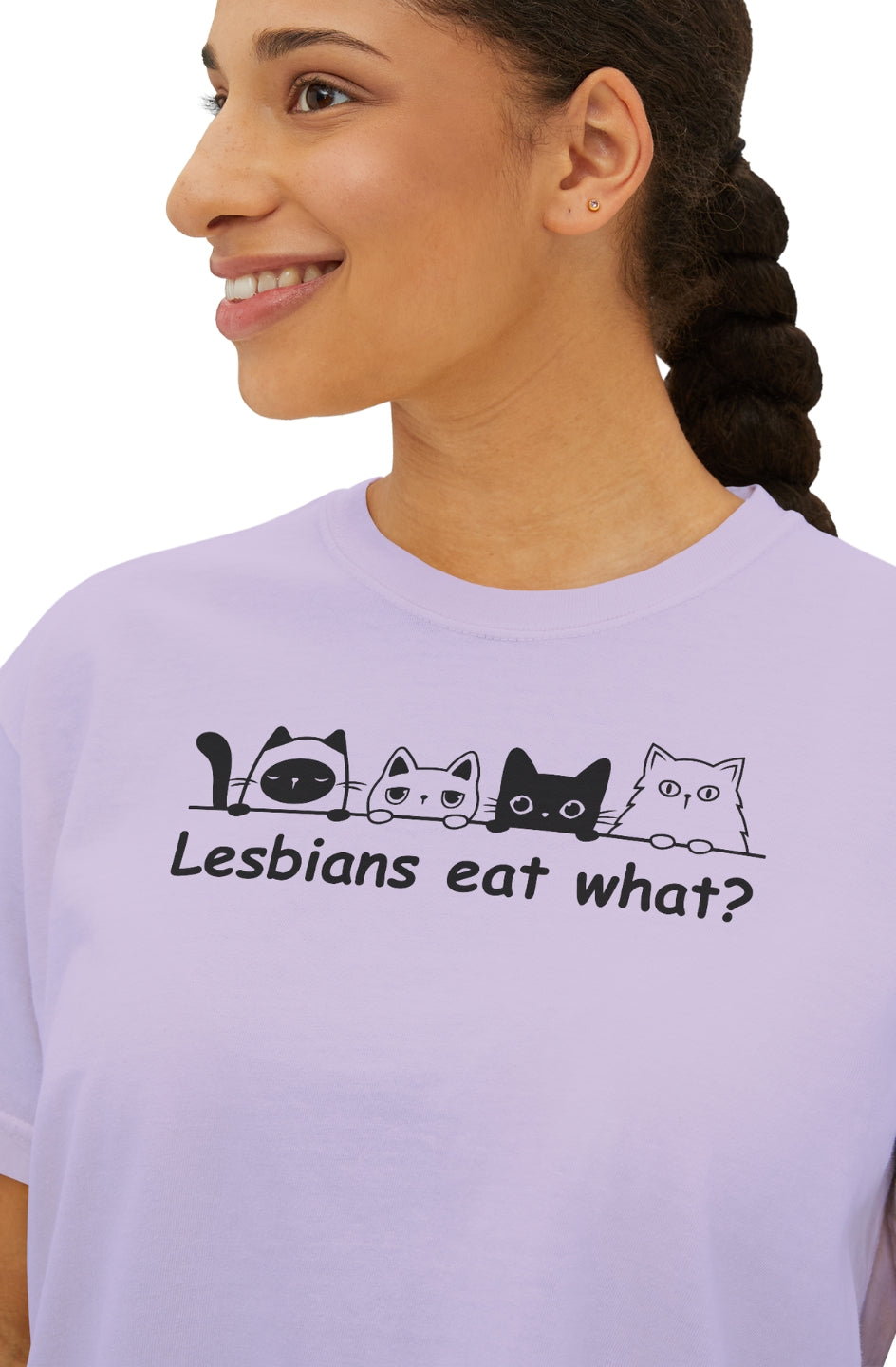 Women's Medium Heavy Boxy Tee "Lesbians Eat What?"