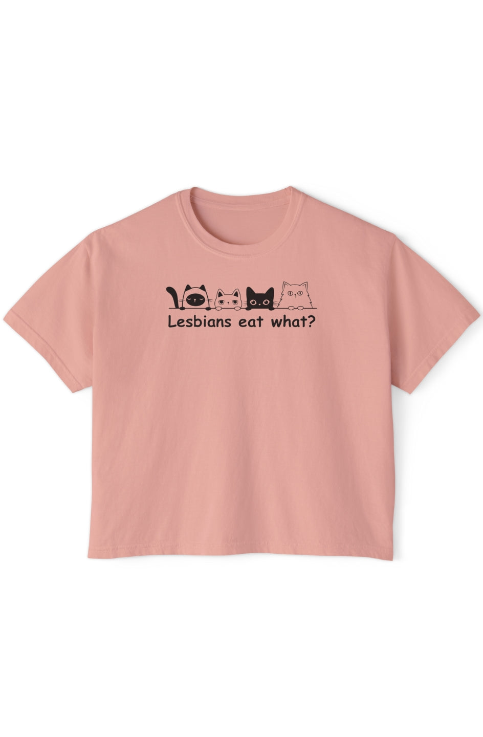 Women's Medium Heavy Boxy Tee "Lesbians Eat What?"