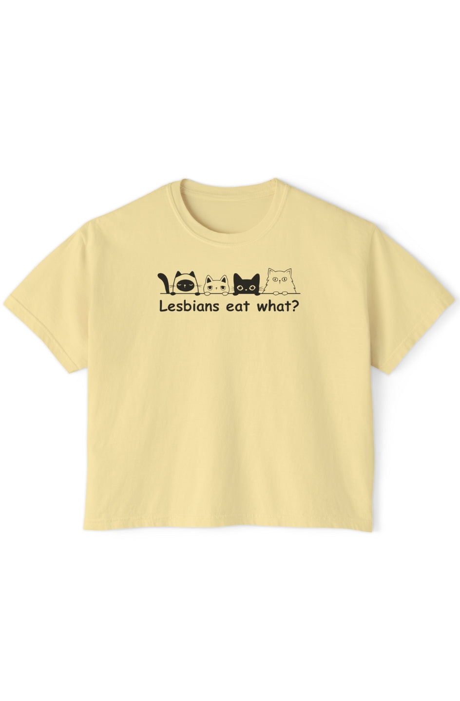 Women's Medium Heavy Boxy Tee "Lesbians Eat What?"